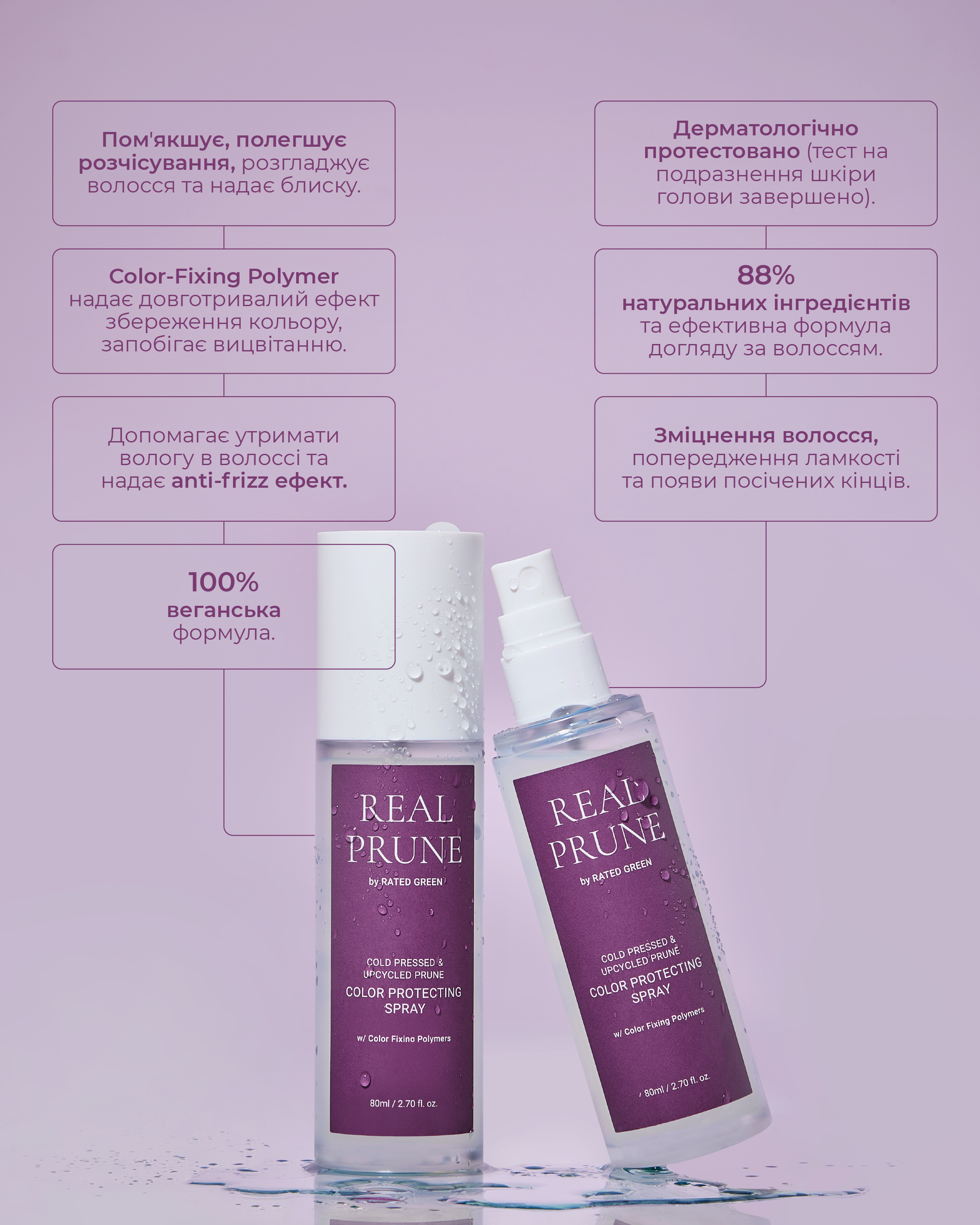 Спрей для фарбованого волосся з екстрактом сливи Rated Green Real Prune Color Protecting Spray